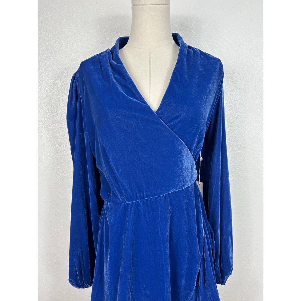 Summersalt NWT The Sustainable Velvet Collection Wrap Dress Blue 12 Holiday - Picture 6 of 11